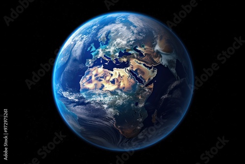 Wallpaper Mural A breathtaking view of Earth from the International Space Station, the planet a vibrant blue marble against the inky blackness of space Torontodigital.ca