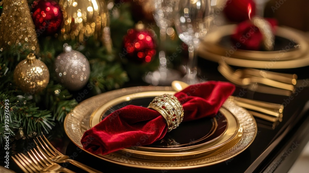 Elegant Christmas Dinner Table Setting Elegant Christmas Dinner Table Setting