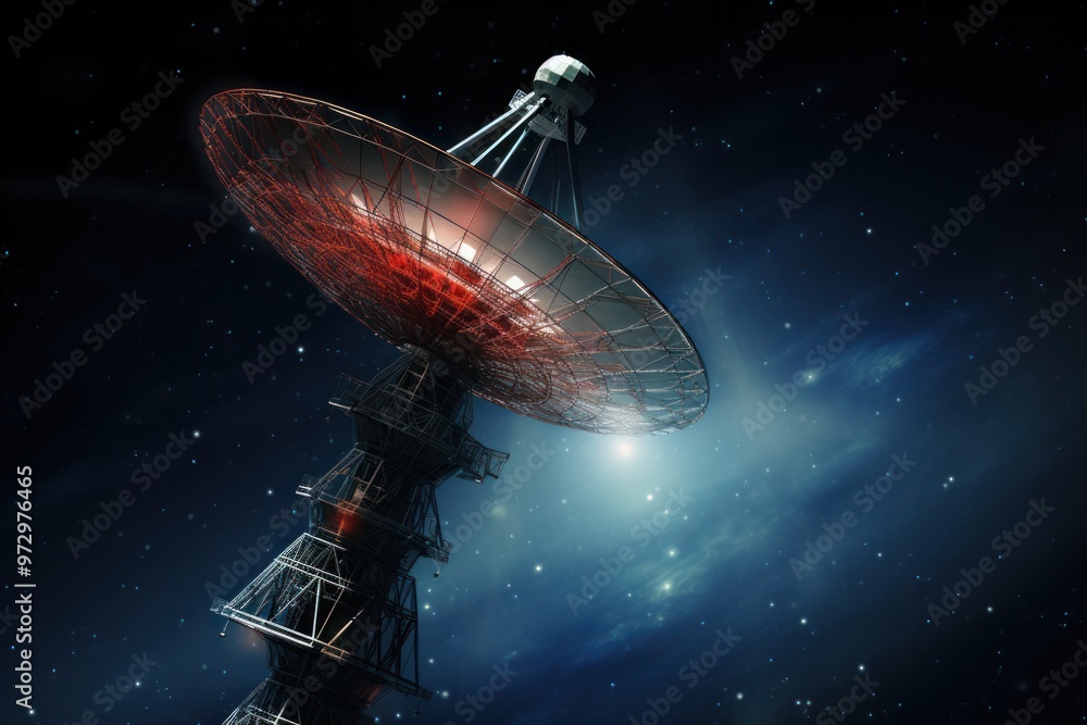 A close-up view of a cell phone's antenna emitting a concentrated beam of radio waves, connecting with a satellite in space. A close-up view of a cell phone's antenna emitting a concentrated beam of radio waves, connecting with a satellite in space.