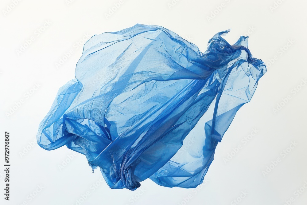 Fototapeta premium A cobalt blue plastic bag, its edges frayed and weathered