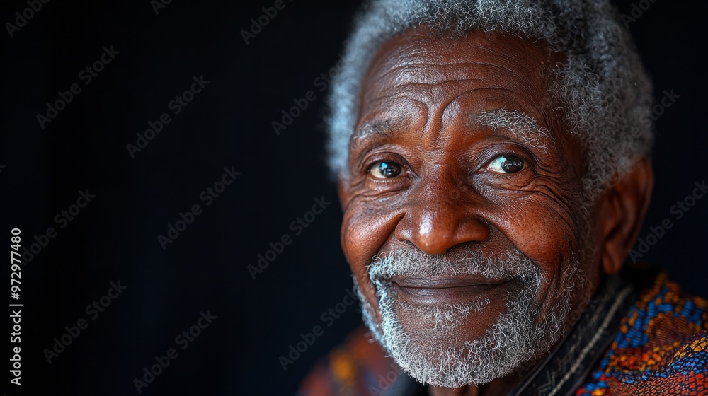 Happy 60 year old Zambian man, on a solid background with good lighting Happy 60 year old Zambian man, on a solid background with good lighting