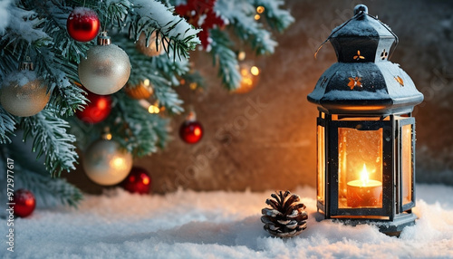 Christmas decoration - Lantern with ornament.