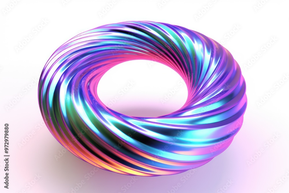 A mesmerizing 3D torus, its smooth, endless loop casting an otherworldly glow against the stark A mesmerizing 3D torus, its smooth, endless loop casting an otherworldly glow against the stark
