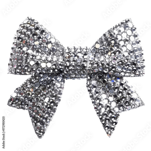 Sparkling Silver Bow with Rhinestones for Fashion Accessories