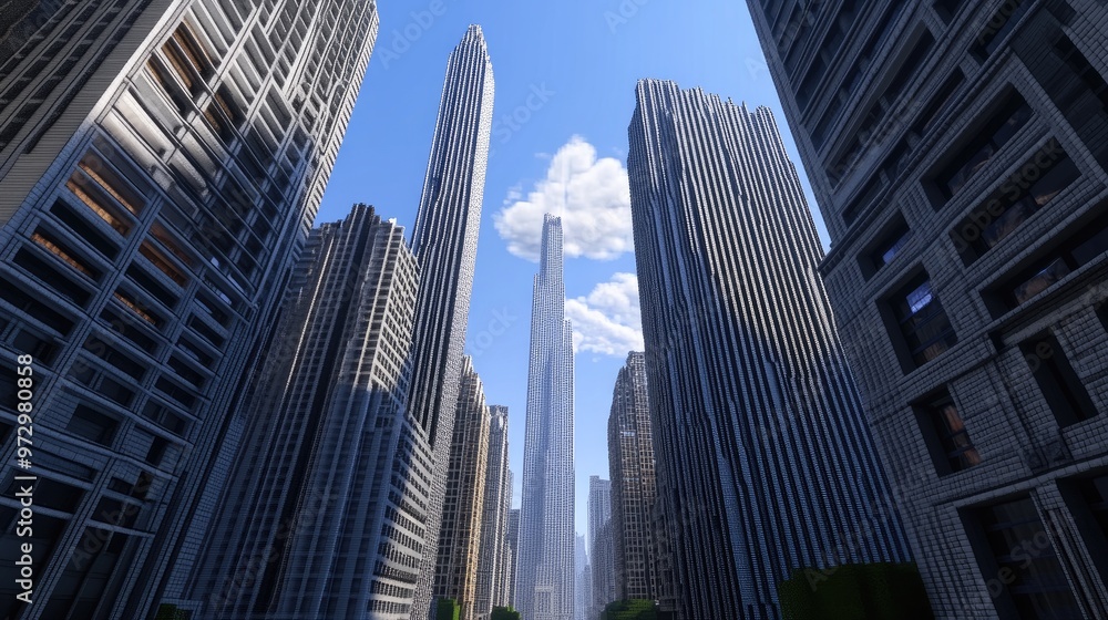 A stunning view of skyscrapers in a bustling city center, with towering buildings reaching toward the sky and a mix of modern architecture and reflections. A stunning view of skyscrapers in a bustling city center, with towering buildings reaching toward the sky and a mix of modern architecture and reflections.