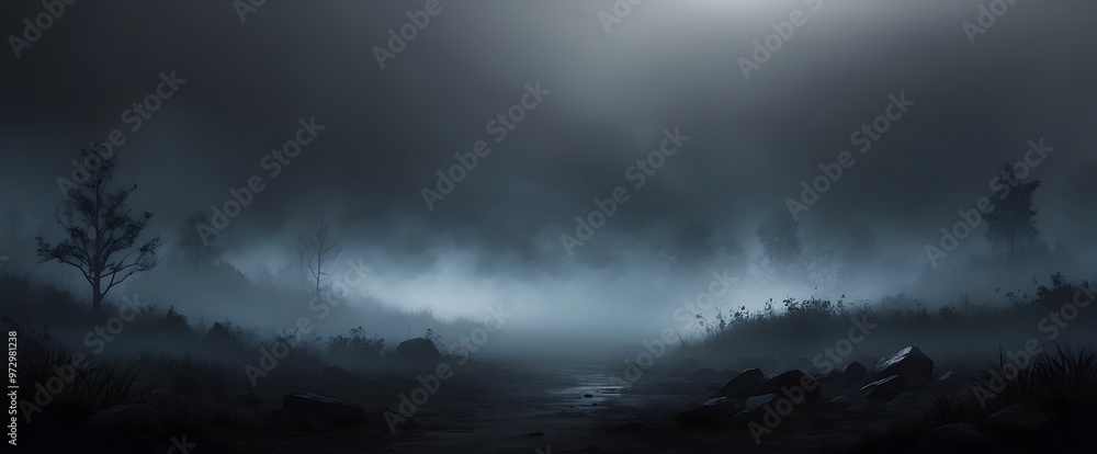 Fototapeta premium landscape with dark scene with misty background