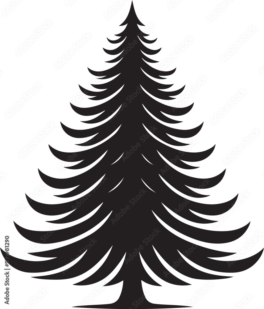 Fototapeta premium Christmas tree silhouettes vector on white background. Christmas tree illustration