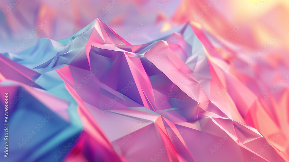 Pristine canvas adorned with bold low poly shapes, their sharp edges creating a sense of geometric precision Pristine canvas adorned with bold low poly shapes, their sharp edges creating a sense of geometric precision