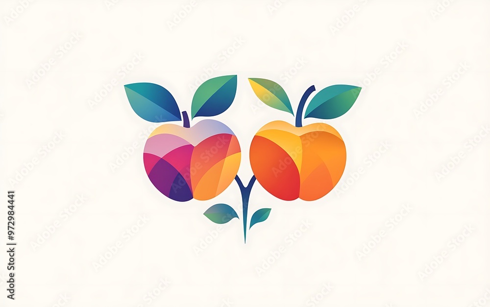 Naklejka premium Vibrant Life Cycle of Fruit Logo Design - From Flower to Ripe Fruit