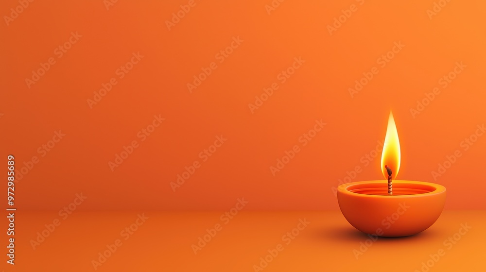 A lit candle sits in a small orange bowl on a table A lit candle sits in a small orange bowl on a table