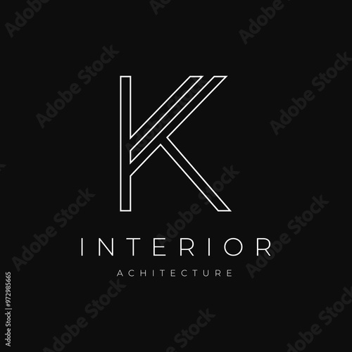 letter k for interior business brand logo design minimalist vector