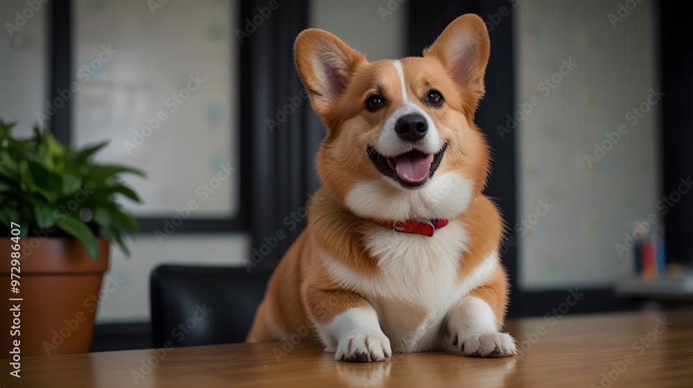 Cute Business Pet Corgi Dog in the Office Cute Business Pet Corgi Dog in the Office