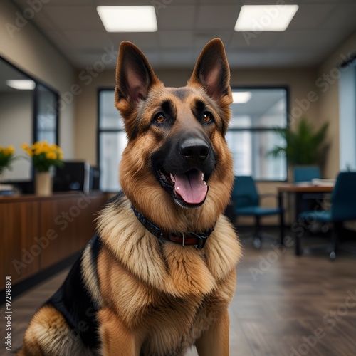 Business German shepherd dog pet in the Workout