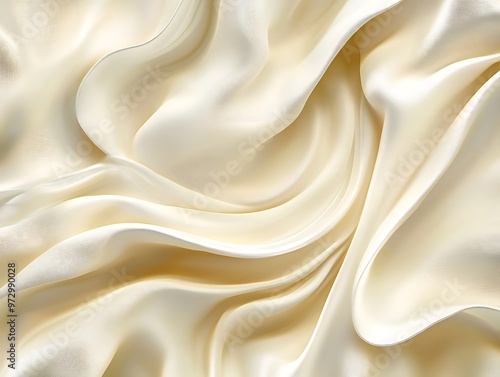 Abstract cream surface with soft, organic flowing patterns, creating a smooth, wavy texture that conveys a sense of elegance and fluidity in a minimalist design.