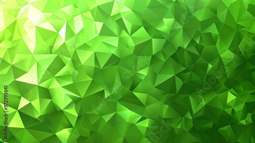 A vibrant, abstract green geometric background made of various triangular shapes, ideal for design and digital projects.