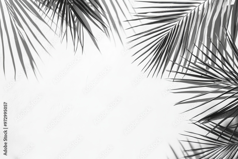 Obraz premium An overlay effect of tropical leaves with a transparent background, a 3D rendering of palm leaves as shadows on a transparent background