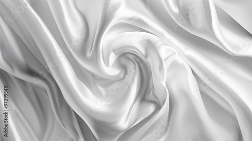 Elegant White Satin Fabric Texture Background, Luxurious Abstract Mockup with Copy Space