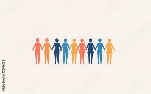 Unity in Fighting Cancer - Flat Vector Design of People Holding Hands for Community Support against Light Background