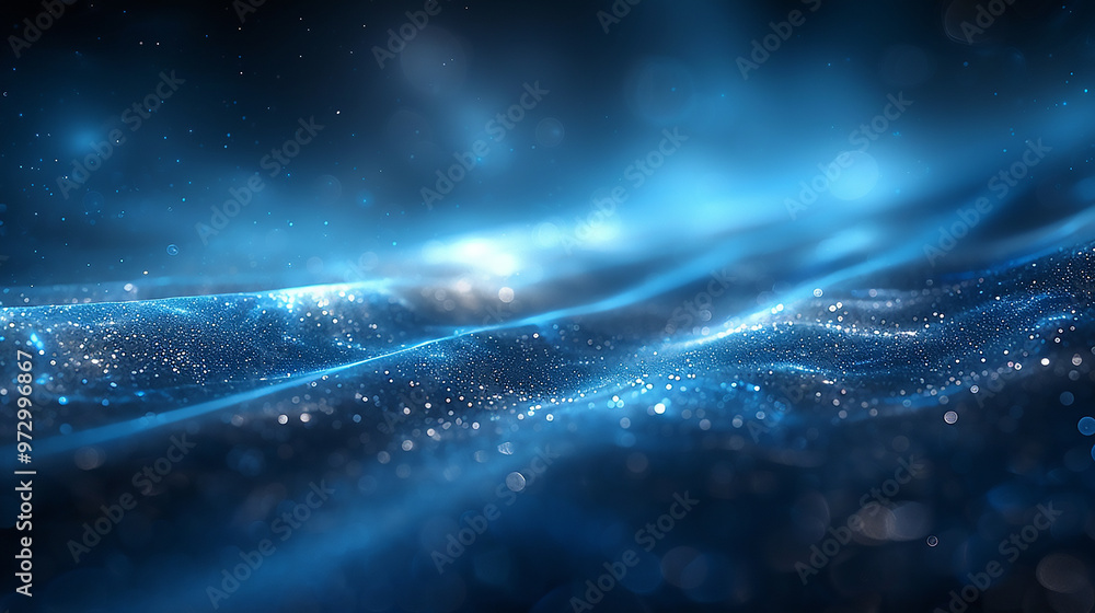Sparkling blue abstract light wave - generative ai Sparkling blue abstract light wave - generative ai