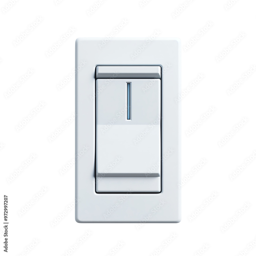 Close-up of a modern white light switch on a white background, emphasizing simplicity, functionality, and contemporary design. Close-up of a modern white light switch on a white background, emphasizing simplicity, functionality, and contemporary design.