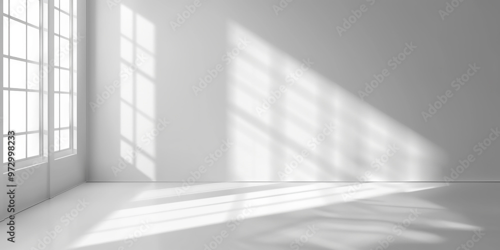 White Room with Window Light and Shadows White Room with Window Light and Shadows