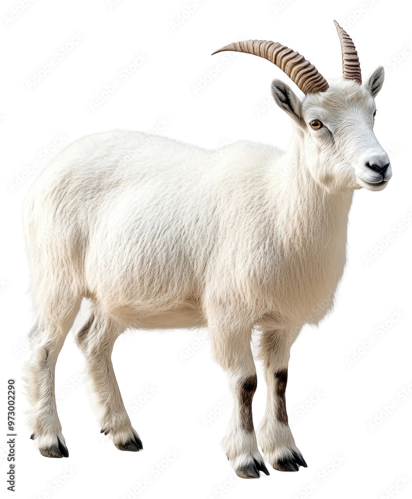 PNG White mountain goat standing on a rocky terrain PNG White mountain goat standing on a rocky terrain