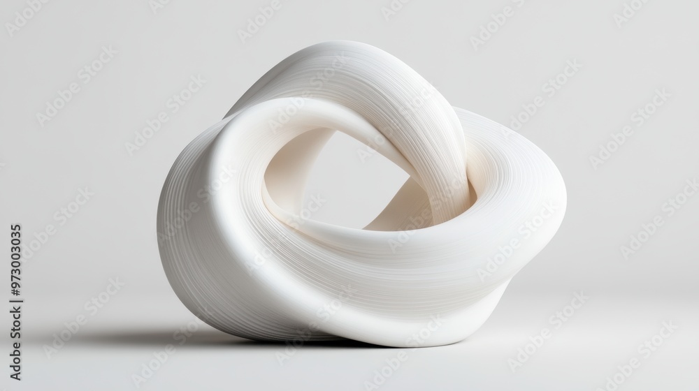 A white sculpture of a knot is sitting on a white surface A white sculpture of a knot is sitting on a white surface