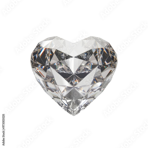 Clear Heart-Shaped Crystal Sculpture with Faceted Surface Texture