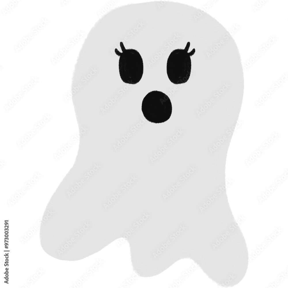 Cute Eyes WOW Mouth Ghost Illustration Cute Eyes WOW Mouth Ghost Illustration