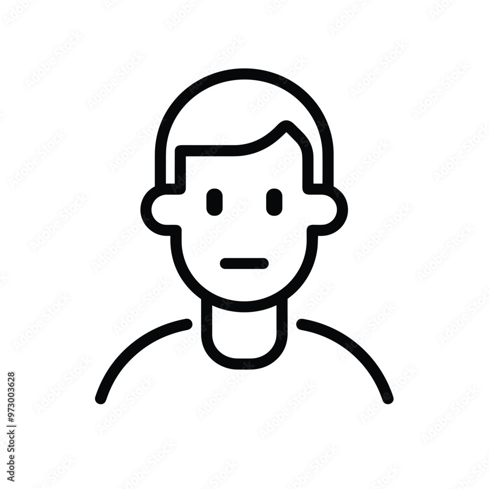 Simple black and white line drawing of a person's face, with minimalist features and short hair. Simple black and white line drawing of a person's face, with minimalist features and short hair.