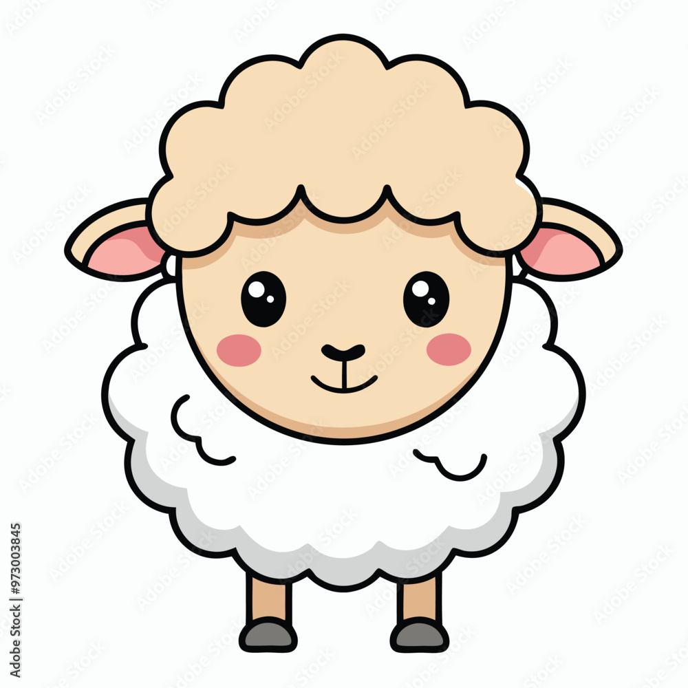 Cute Fluffy Sheep Illustration Cute Fluffy Sheep Illustration