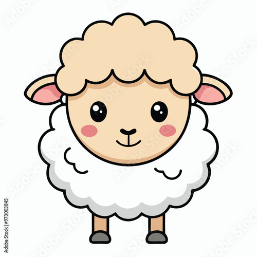 Cute Fluffy Sheep Illustration
