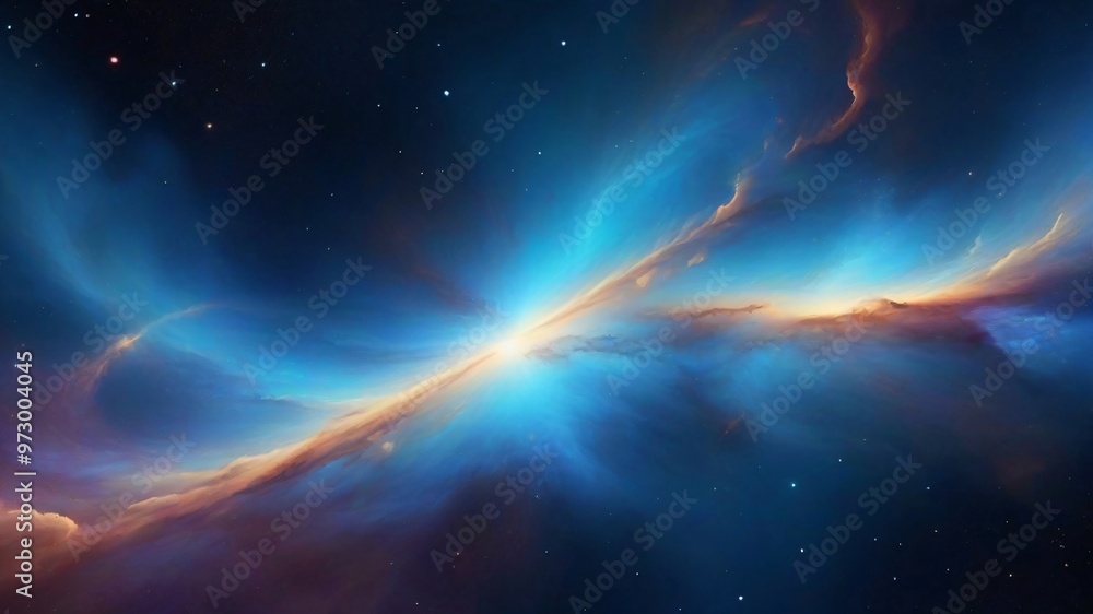 A cosmic nebula with swirling clouds of blue, orange, and purple hues against a starry backdrop. A cosmic nebula with swirling clouds of blue, orange, and purple hues against a starry backdrop.