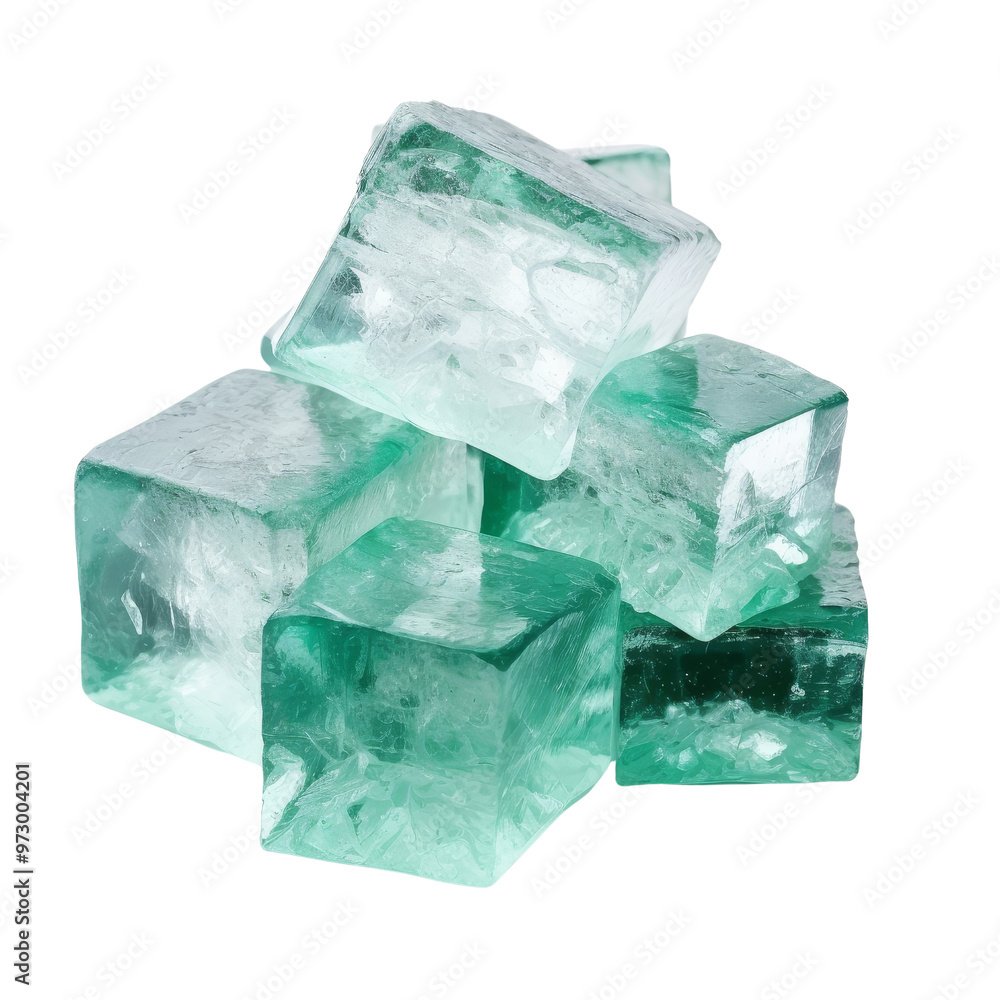 Pile of Vibrant Green Ice Cubes in Various Angles and Sizes. Pile of Vibrant Green Ice Cubes in Various Angles and Sizes.