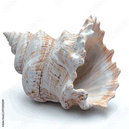 Seashell isolated on white background. Clipping path included.