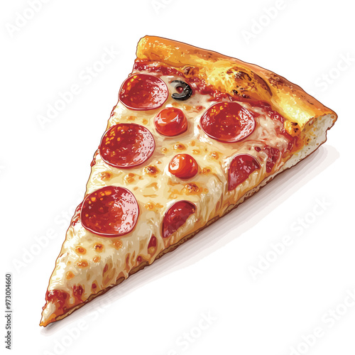 Pizza slice isolated on white background. Clipping path included.