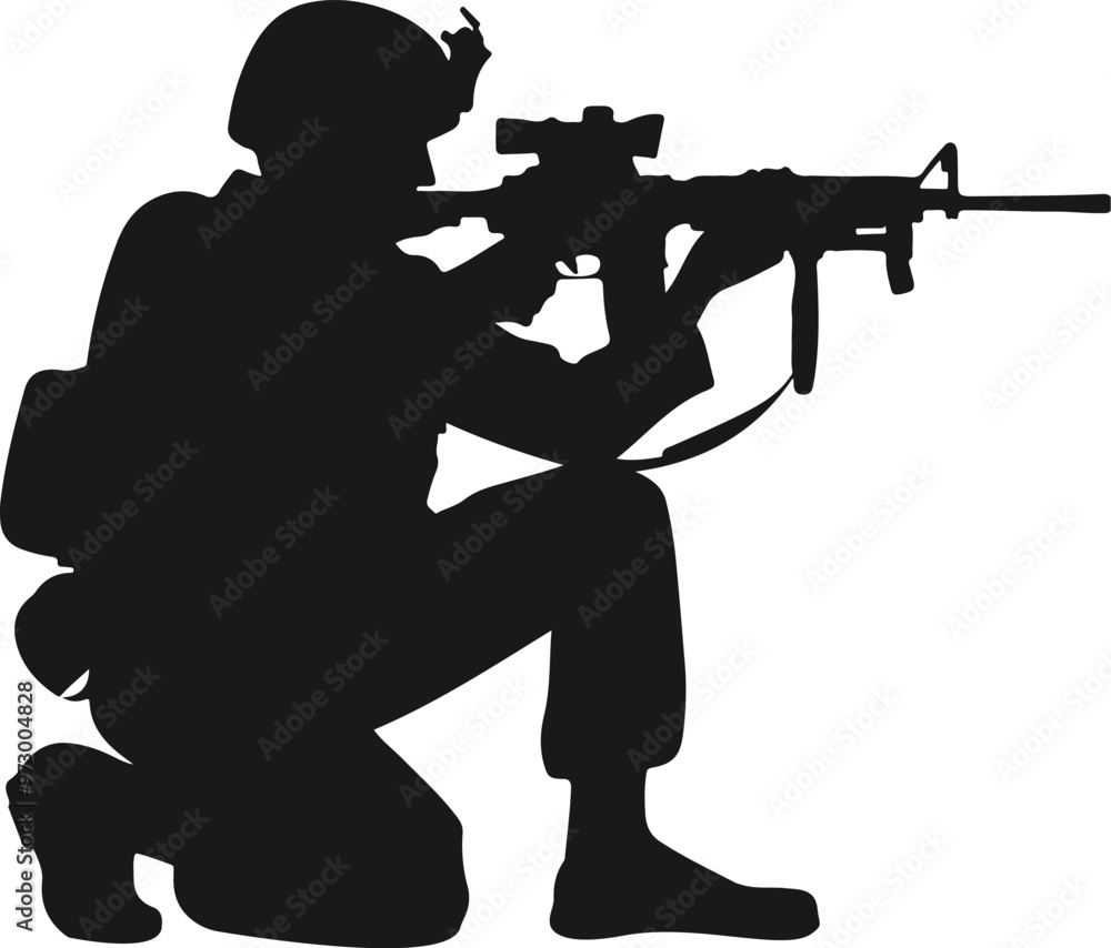 Fototapeta premium Soldier silhouette design vector art illustration