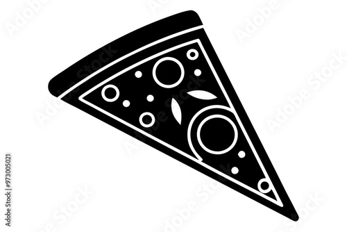 Pizza slice icon, Pizza silhouette vector, Pizzeria food sign