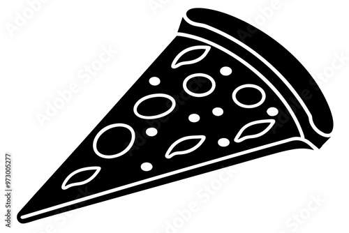 Pizza slice icon, Pizza silhouette vector, Pizzeria food sign