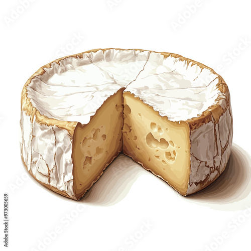 Camembert cheese isolated on white background. 3d illustration.