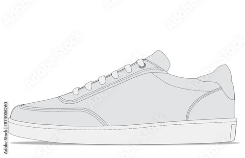 Basic Shoe CAD technical illustration sneaker side view footwear design template