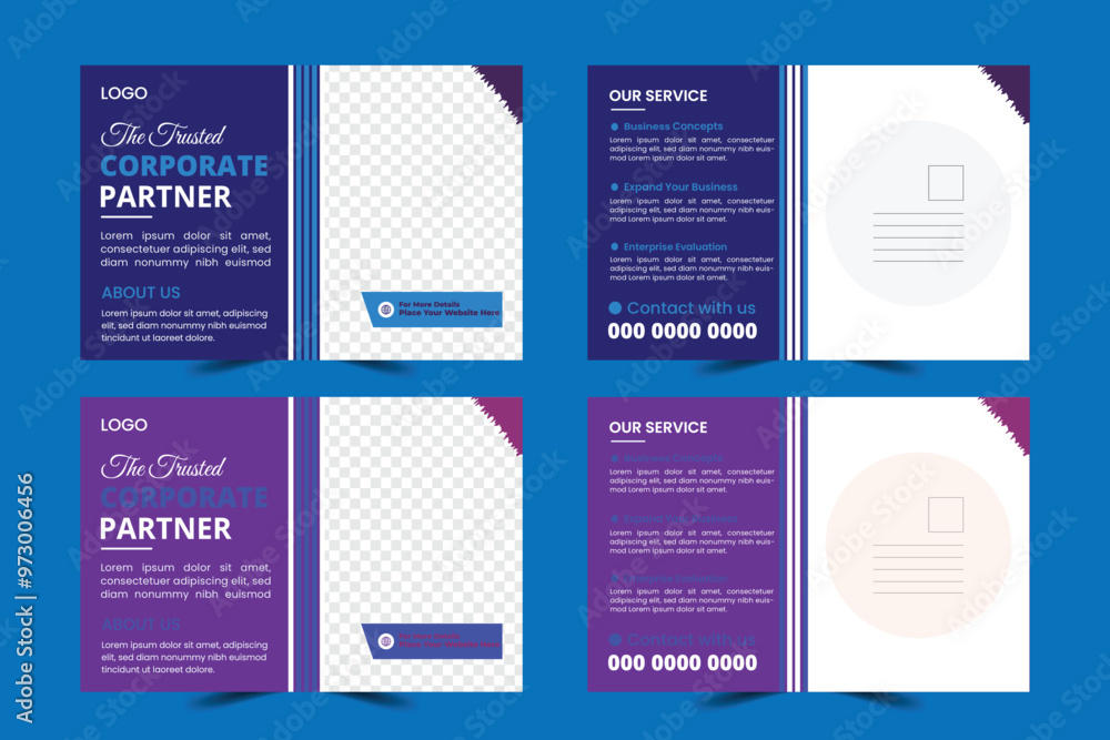 Naklejka premium Corporate business postcard design template