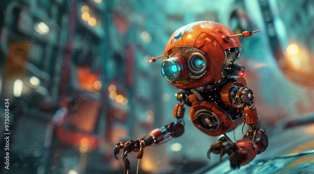 Scene of old tiny robot, Camera slow motion with different angles Scene of old tiny robot, Camera slow motion with different angles