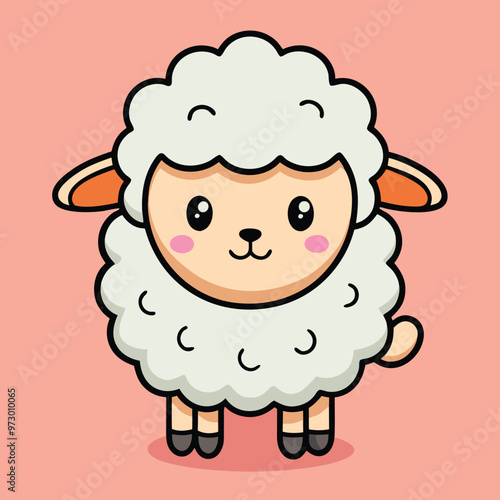 Cute Fluffy Sheep Illustration