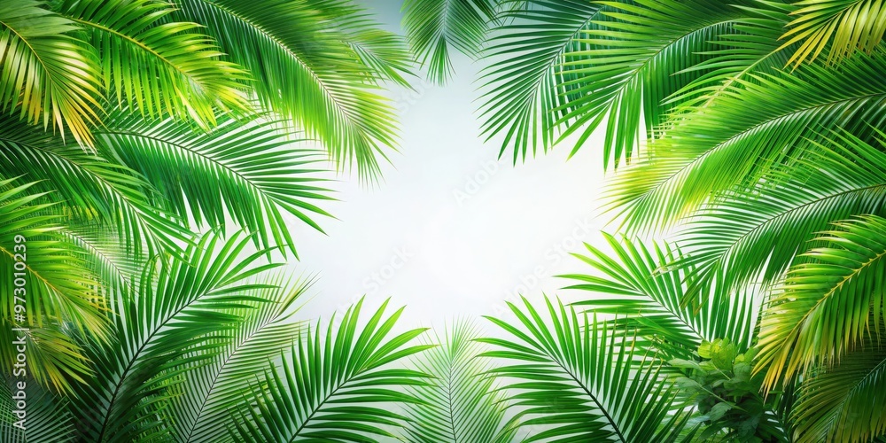 Palm tree leaves overlay texture with border of fresh green tropical plants on background, palm tree, leaves, overlay, texture Palm tree leaves overlay texture with border of fresh green tropical plants on background, palm tree, leaves, overlay, texture