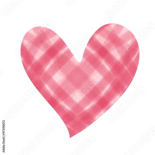 Plaid Cute Pink Heart Doodle Illustration