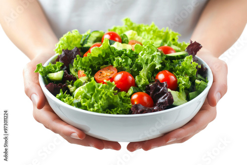 Hands holding a bowl of salad