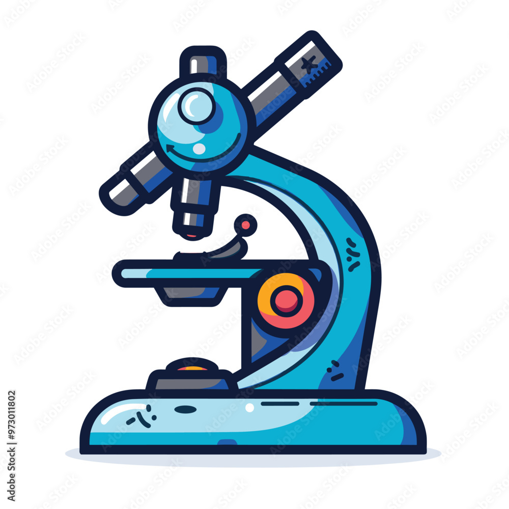 Illustration of a blue microscope with vibrant details on a white background. Illustration of a blue microscope with vibrant details on a white background.
