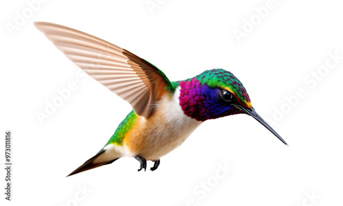 colorful humming bird isolated on transparent background 