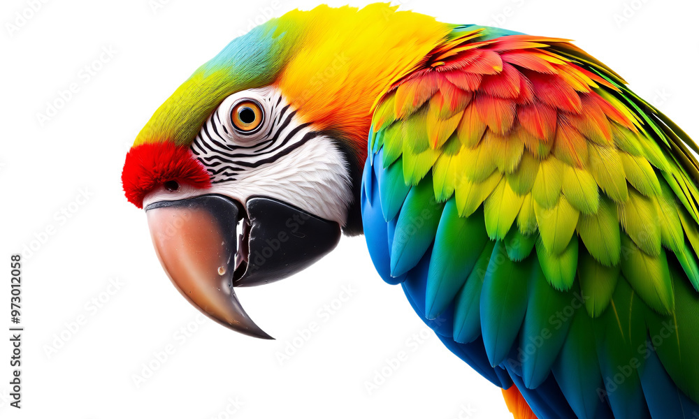 Obraz premium close up colorful parrot isolated on transparent background 